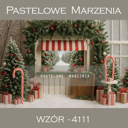 Photographic backdrop for Christmas with a stall t_4111
