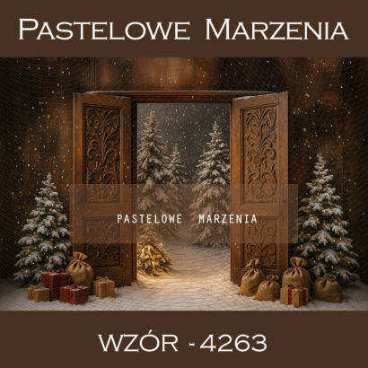 Tło fotograficzne na Boże Narodzenie z drzwiami t_4263