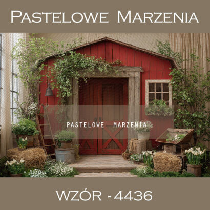 Spring photographic background with a house t_4436