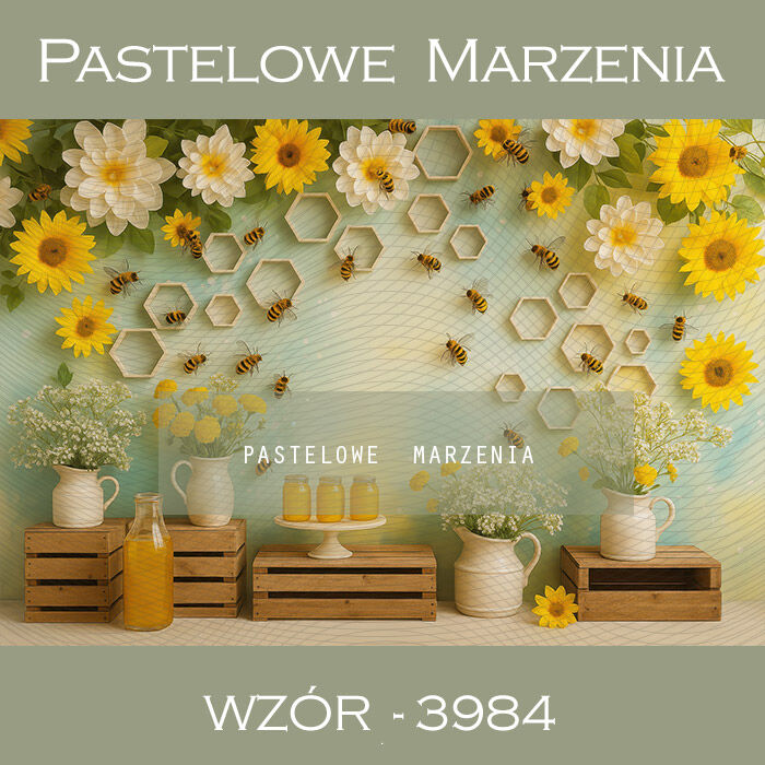 Photographic backdrop for kindergarten with bees t_3984