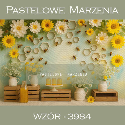 Photographic backdrop for kindergarten with bees t_3984
