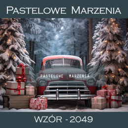 Photographic backdrop for Christmas with red car t_2049