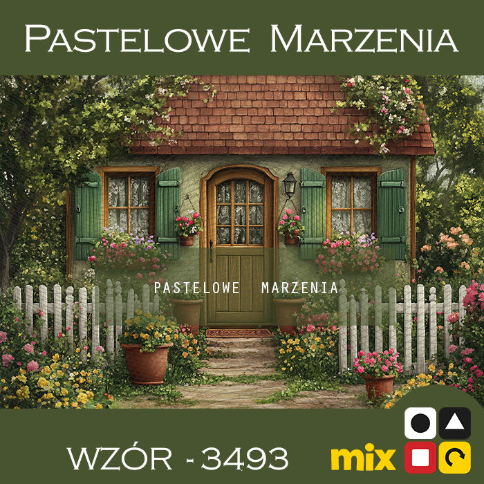 Tło fotograficzne wiosenne z domkiem t_3493