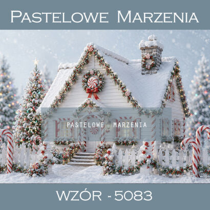 Christmas photographic backdrop with a house t_5083