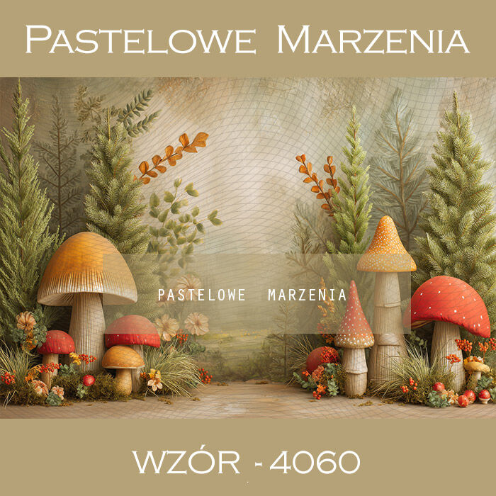 Photographic autumn backdrop with mushrooms t_4060