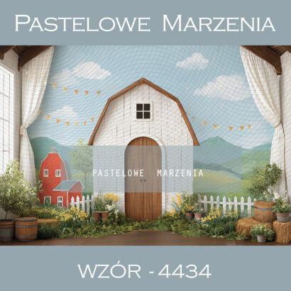 Tło fotograficzne wiosenne z domkiem t_4434