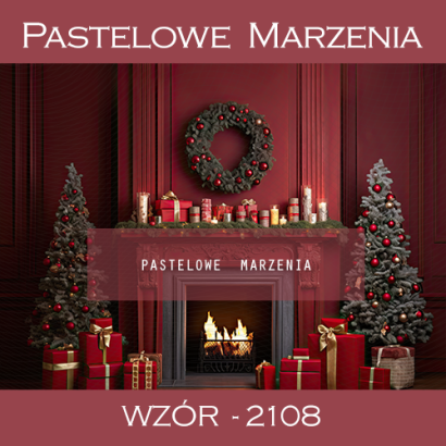 Photographic backdrop for Christmas with red fireplace t_2108