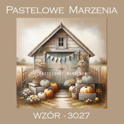 Photographic autumn backdrop with beige cottage t_3027