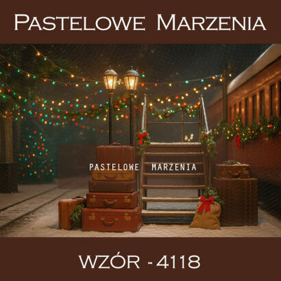 Tło fotograficzne na Boże Narodzenie z pociągiem t_4118
