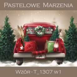 Photographic backdrop for Christmas with red car t_1307