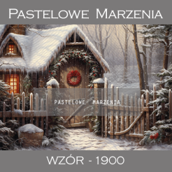 Photographic backdrop for Christmas with a house and a gate t_1900