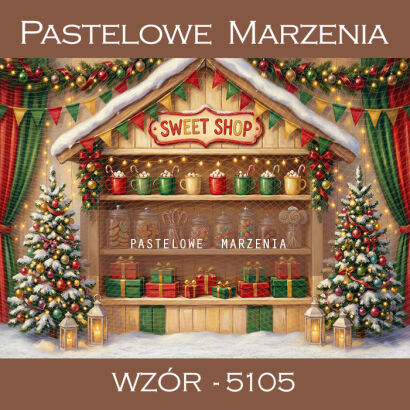 Christmas photographic background with a market stall t_5105