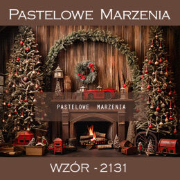 Photographic backdrop for Christmas with brown fireplace t_2131