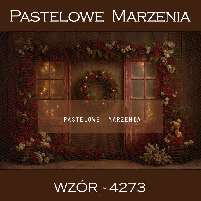 Tło fotograficzne na Boże Narodzenie z drzwiami t_4273