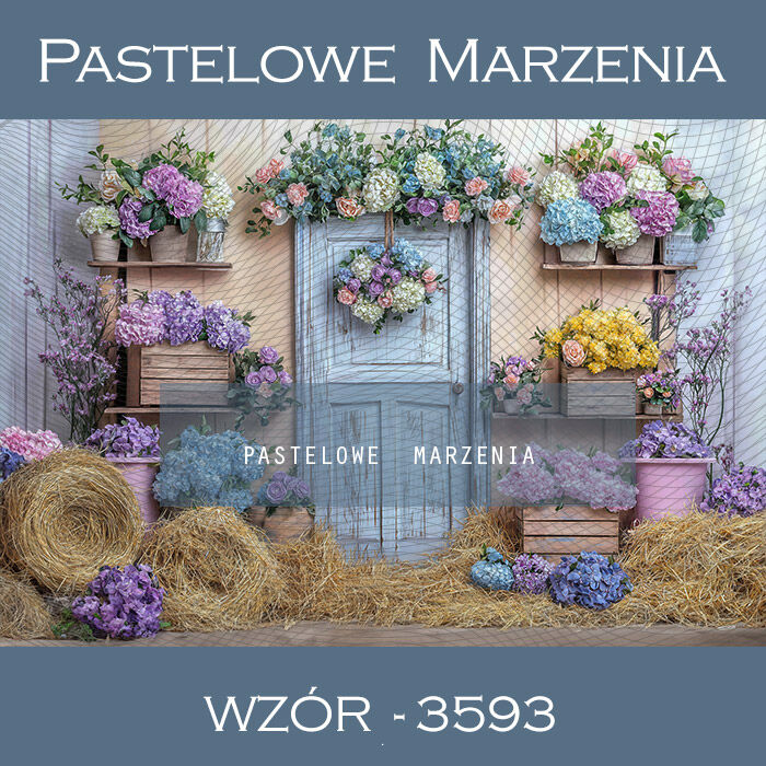 Photographic spring backdrop with doors and flowers t_3593