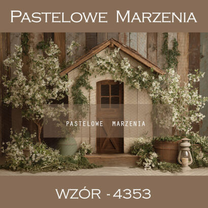 Tło fotograficzne wiosenne z domkiem t_4353