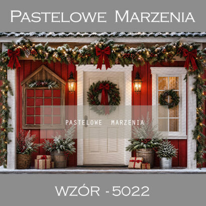 Christmas photographic backdrop with a house t_5022
