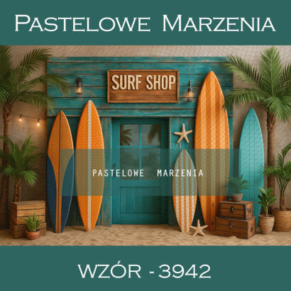 Photographic summer backdrop with surfing boards t_3942