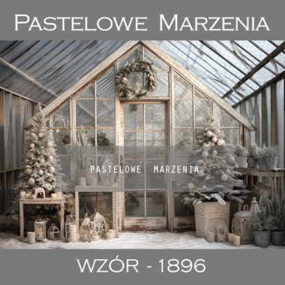 Photographic backdrop for Christmas with a white greenhouse t_1896