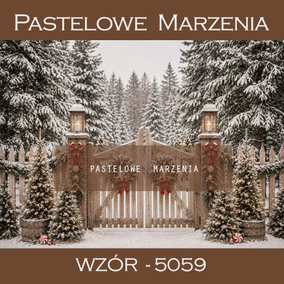 Christmas photographic background with a gate t_5059