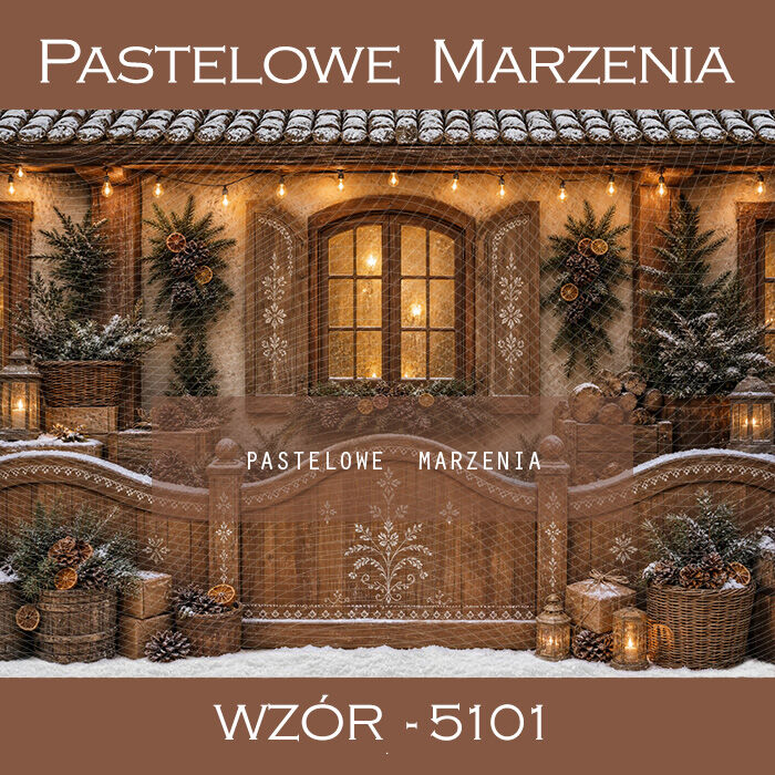 Christmas photographic background with a house t_5101