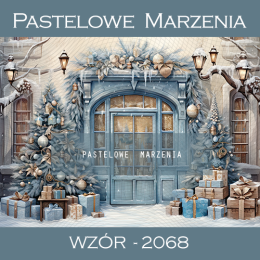 Photographic backdrop for Christmas with blue doors t_2068