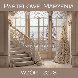 Photographic backdrop for Christmas with stairs and windows t_2078