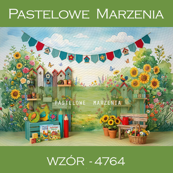 Tło fotograficzne przedszkolne z kwiatami t_4764