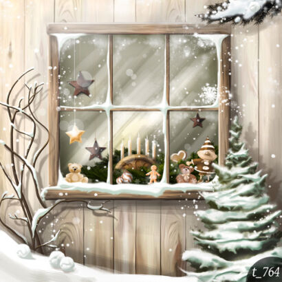 Photographic backdrop for Christmas with window t_764