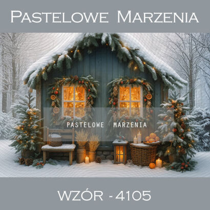 Tło fotograficzne na Boże Narodzenie z domkiem t_4105