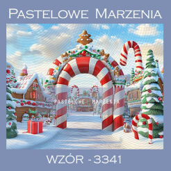 Photographic backdrop for Christmas with Christmas village t_3341