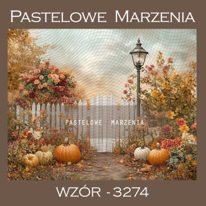 Photographic autumn backdrop with gate and pumpkins t_3274