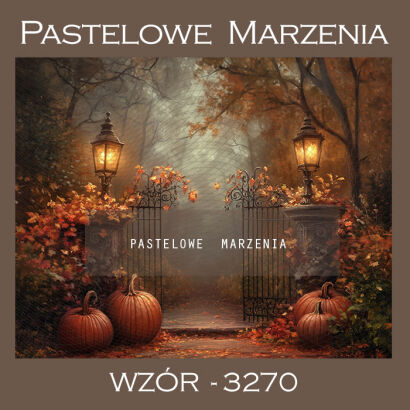 Photographic autumn backdrop with gate and pumpkins t_3270