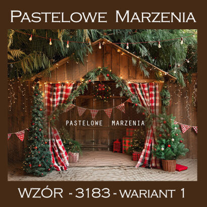 Photographic backdrop for Christmas with cottage t_3183