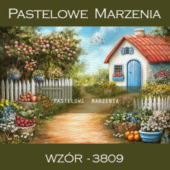 Tło fotograficzne wiosenne z domkiem t_3809
