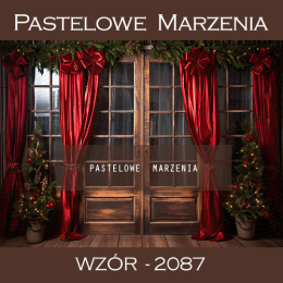 Photographic backdrop for Christmas with brown doors t_2087