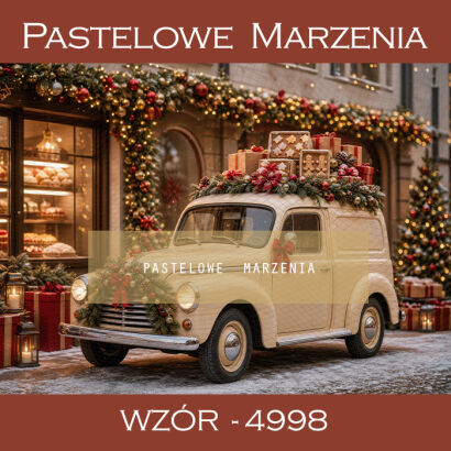 Christmas photographic backdrop with car t_4998