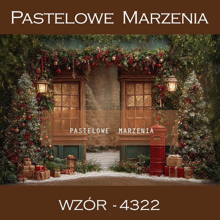 Tło fotograficzne na Boże Narodzenie z drzwiami t_4322