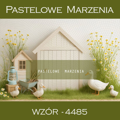 Tło fotograficzne wiosenne z domkiem t_4485