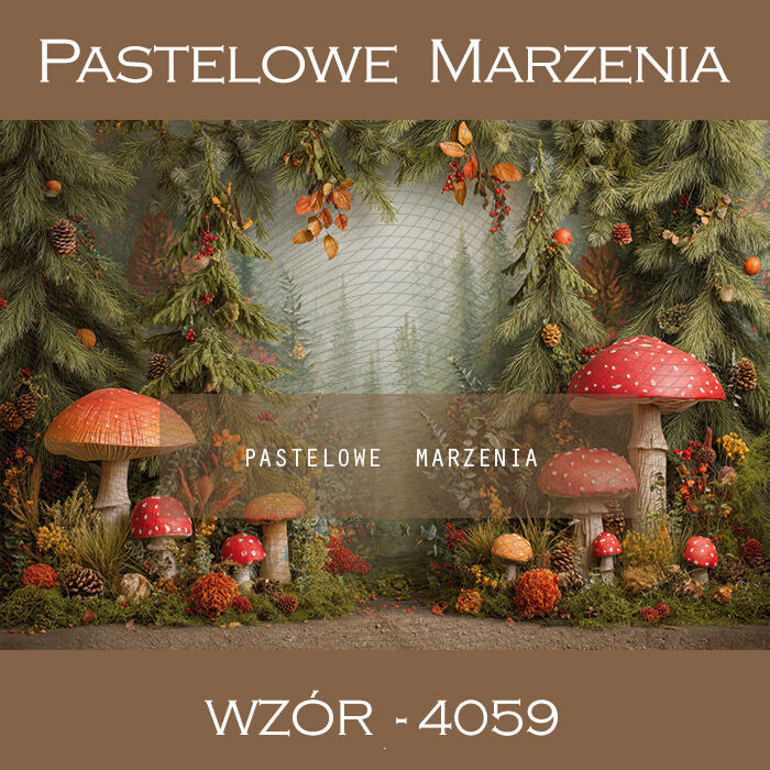 Photographic autumn backdrop with mushrooms t_4059