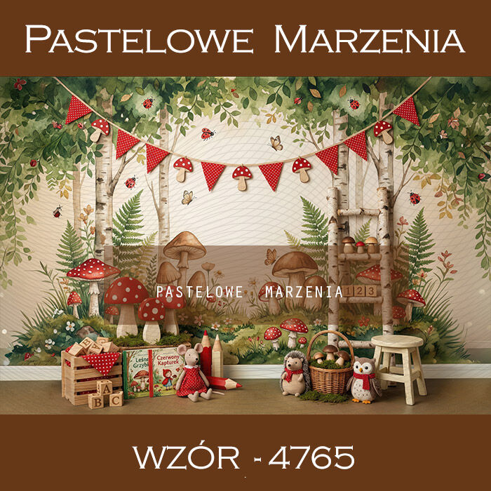 Tło fotograficzne przedszkolne z lasem t_4765