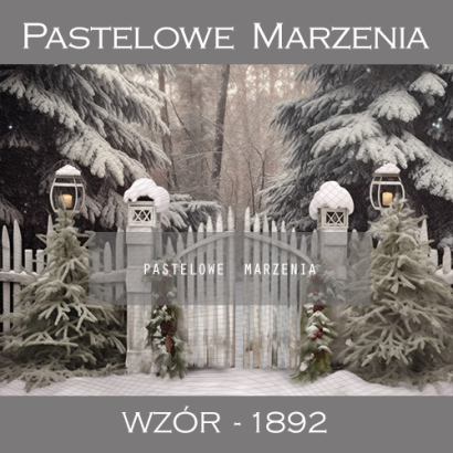 Photographic backdrop for Christmas with a white picket fence t_1892