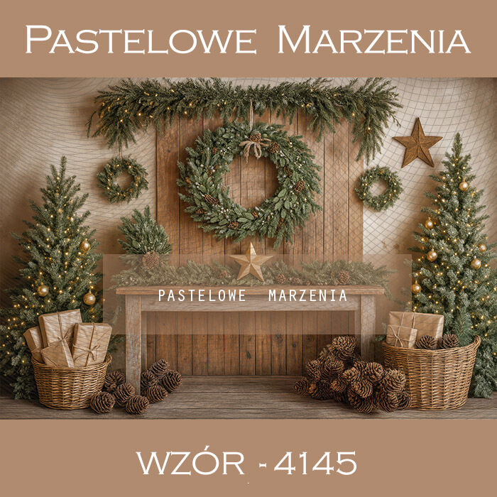 Photographic backdrop for Christmas with trees t_4145