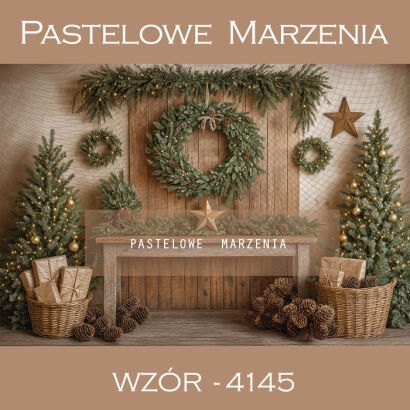 Tło fotograficzne na Boże Narodzenie z choinkami t_4145