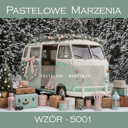Christmas photographic backdrop with car t_5001