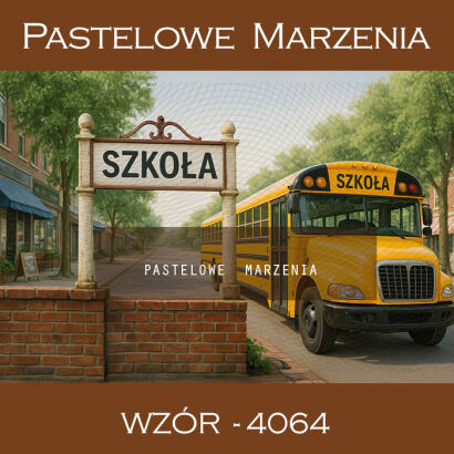 Tło fotograficzne szkolne z autobusem t_4064