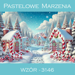 Photographic backdrop for Christmas with cottages t_3146