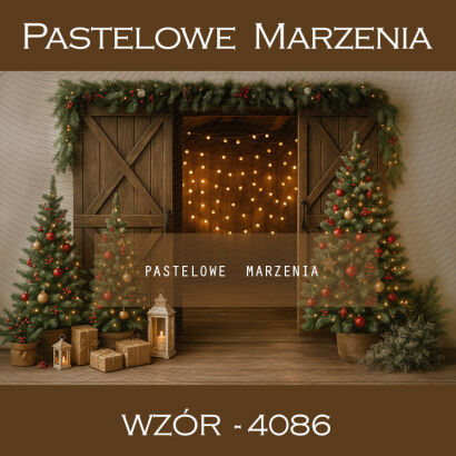 Tło fotograficzne na Boże Narodzenie z drzwiami t_4086