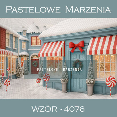 Tło fotograficzne na Boże Narodzenie ze sklepikiem t_4076