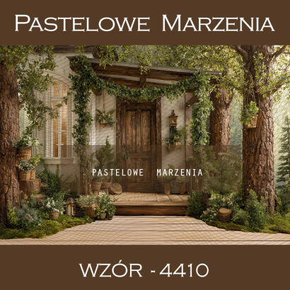 Tło fotograficzne wiosenne z domkiem t_4410